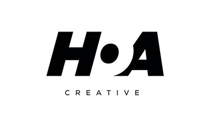 HOA letters negative space logo design. creative typography monogram vector	