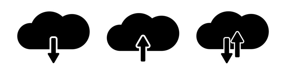 Download and upload vector sign. Set cloud weather. Icon sky illustration. 