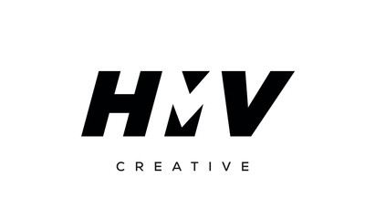 HMV letters negative space logo design. creative typography monogram vector	