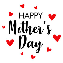 Letras de la palabra Happy Mother's Day en texto manuscrito con corazones para su uso en felicitaciones y tarjetas - obrazy, fototapety, plakaty