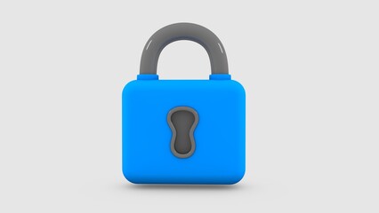 3D illustration of blue Padlock