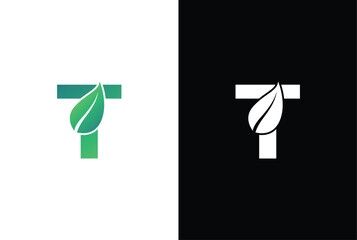 Letter T leaf logo icon design template vector. Symbol, alphabet, botanical, natural T letter logo design.