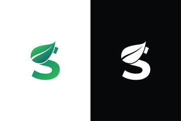 Letter S leaf logo icon design template vector. Symbol, alphabet, botanical, natural S letter logo design.