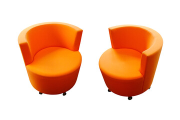 Photo of two orange chairs, isolated on transparent background, png file