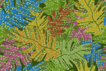 Forest palm leaf seamless pattern.Tropical jungle leaves. Exotic plants, vector illustrationModern pattern seamless hand drawing vector design for fabric interior, curtain, wallpaper, gift paper wrap.
