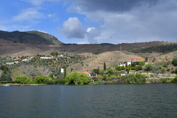 Douro valley, Portugal - march 25 2022 : the picturesque river near Pinhao