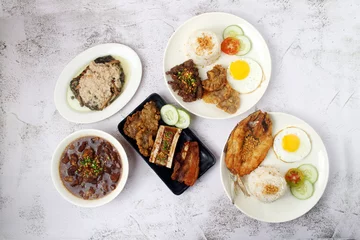 Fotobehang Freshly cooked assorted Filipino food © junpinzon