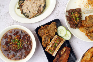 Freshly cooked assorted Filipino food