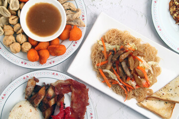 Freshly cooked assorted Filipino food