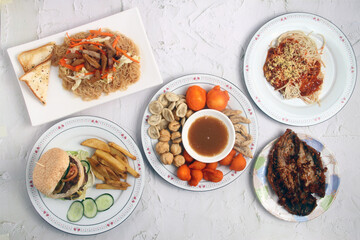 Freshly cooked assorted Filipino food