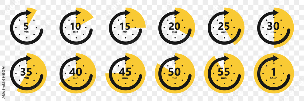 Aufkleber set of countdown arrow time in a flat design