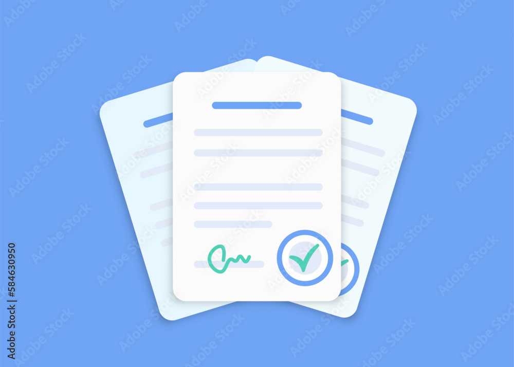 Aufkleber office paper checklist documents in a flat design