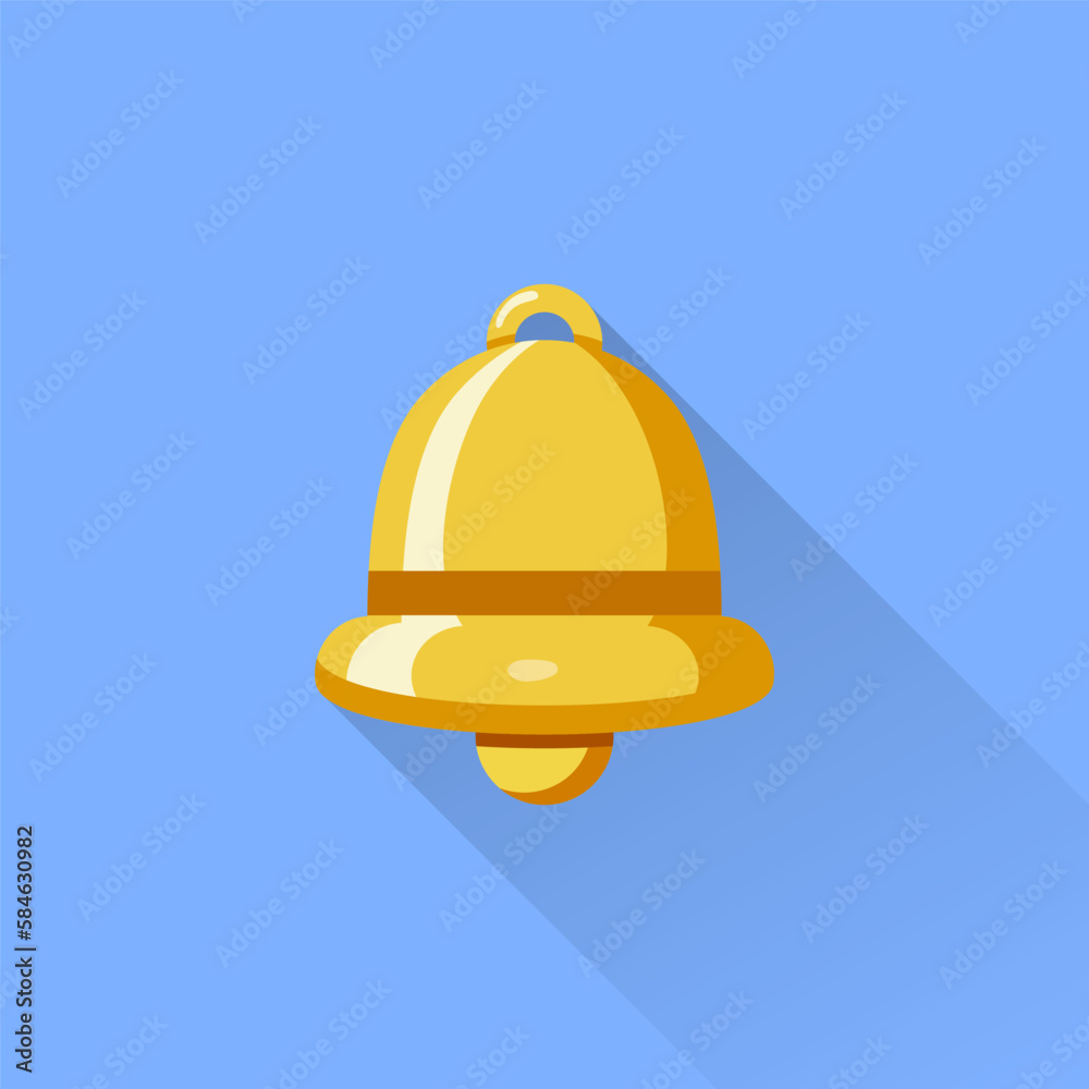 Poster notification bell icon in a flat design with long shadow
