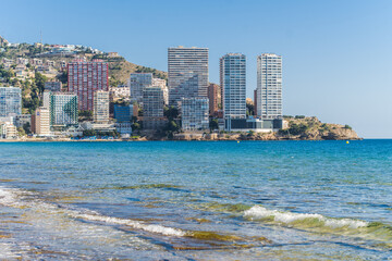 Fototapeta premium Llevant beach, sea and apartment buildings