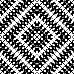 Vector geometric seamless pattern. Minimal ornamental background with abstract shapes. Black and white texture. Simple abstract ornament background. Dark repeat design for decor, fabric, cloth.