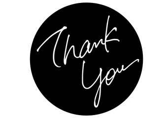 Thank You,hand lettering,round shape