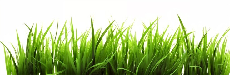 Lush Green Grass on White Background - Generative ai