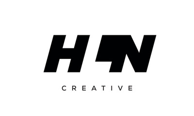 HLN letters negative space logo design. creative typography monogram vector	
