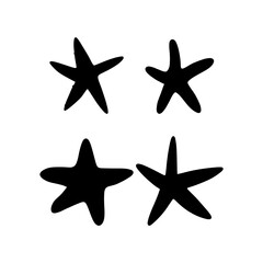 Starfish. Black silhouette. Atlantic star. Marine Animal Vector illustration on white background.