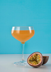 Photography of drink, cocktail, martini passion fruit, alcohol, freshness, summer, exotic,tropical
