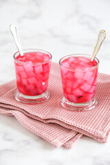 coconut fibre or nata de coco in syrup, Indonesian dessert  