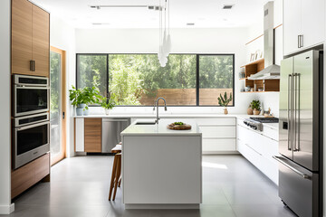 kitchen island, kitchen sink, modern kitchen, kitchen cabinets,modern home interior, modern kitchen appliances, kitchen cabinets, modern white kitchen, interior design, setting generative ai tool