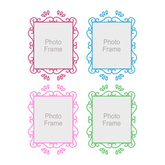 Ornamental Kids or Wedding Colorful Photo Frames Set isolated on White