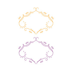 Luxury Wedding Ornaments Yellow Purple isolated on White