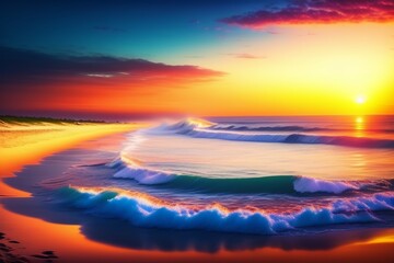 Fototapeta na wymiar Beautiful sunset over the sea. Sky on twilight time and reflection on the sea