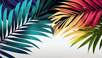 Fototapeta na wymiar Colorful palm leaves