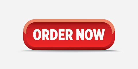 Red 'Order Now' button for web design and online shopping banners. Promotional vector illustration for e-commerce websites.