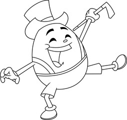 Egg Cartoon Character Walk. Vector Hand Drawn Illustration Isolated On Transparent Background