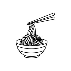 Korean, Japanese, Chinese food, food. Noodles Vector Illustration.