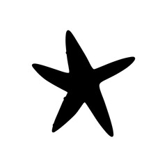 Starfish. Black silhouette. Atlantic star. Marine Animal Vector illustration on white background.