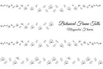 Obraz premium magnolia line flower petals flowers. frame tolls background vector illustration.