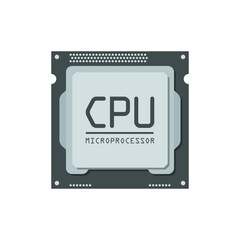 Fototapeta premium CPU for computer and smartphone icon in flat style. Processor chipset vector illustration on isolated background. Microchip sign business concept.