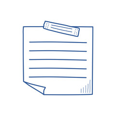 Hand drawn memo paper sheet icon in flat style. Sticky note vector illustration on isolated background.  To do list sign business concept.