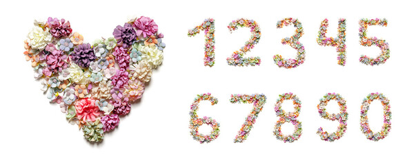 Collection of flora number for your decoration in spring, summer. Holiday design. Numbers for kids....