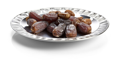 Date Fruits on a Silver Traditional Plate - Generative AI