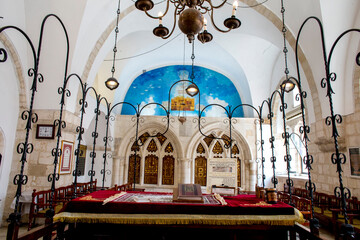 The 4 sephardic synagogues, Jerusalem old city, Israel. Bima (teva)..