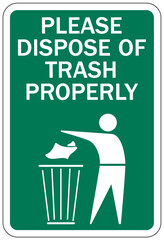 Pitch in sign and labels please dispose of trash properly