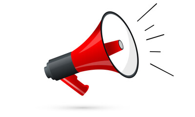 Loudspeaker on white background, red and white loudspeaker, vector illustration of red loudspeaker, loud speaker, eps10