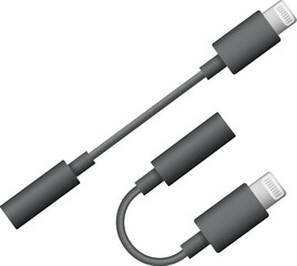 black AUX to Lightning adapter