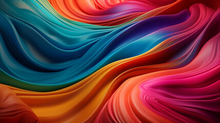 Fototapeta premium Background, multi-colored silk waves. Illustration. Wallpapers. Generative AI