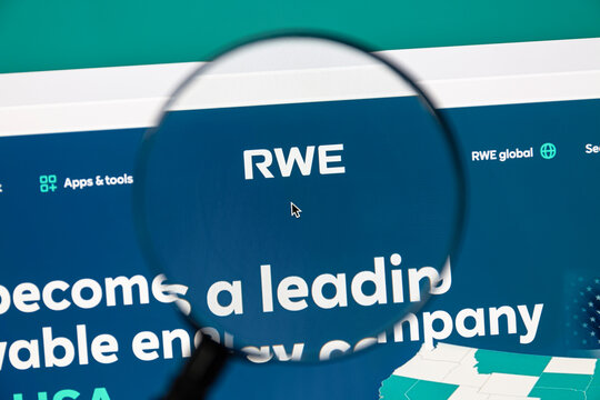 Ostersund, Sweden - Mars 24 2023: RWE website. RWE AG is a German multinational energy company headquartered in Essen.