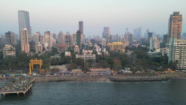 Dadar chow patty beach evening bird eye view mumbai