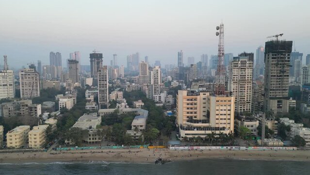 Dadar city view from Dadar chow patty beach evening bird eye view mumbai
