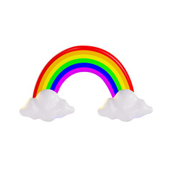 render 3d rainbow icons on the clouds. vector illustration