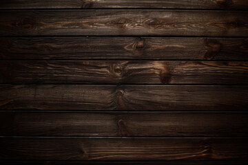 Naklejka premium Natürliche dunkle Holztextur als Hintergrund. Copyspace, Banner, Generative AI 