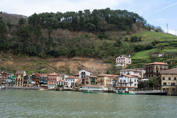 Fototapeta na wymiar Panorama on Pasaia, pais Basco, from the other side of the river, Camino del Norte stock photo